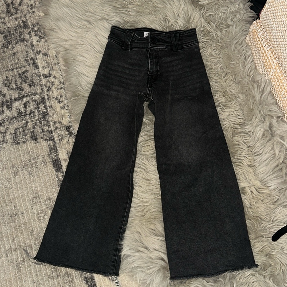 Zara washed black wide leg jeans